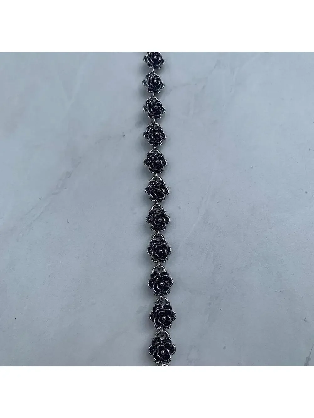 gothic rose pedal pendant silver bracelet
